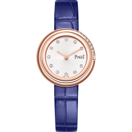 Piaget Possession watch 29 mm Silver Dial with Diamonds 18k Rose Gold Alligator Strap G0A45062