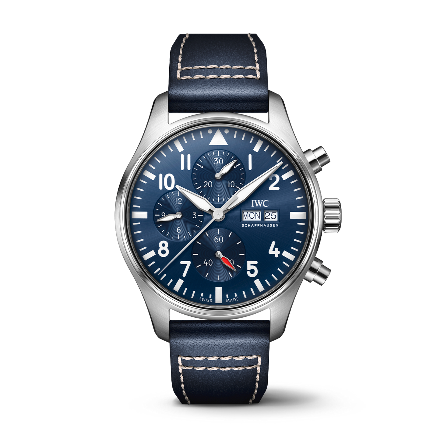 IWC Schaffhausen Pilot's Watch Chronograph 43 mm Blue  Dial Stainless Steel Blue Calfskin Strap IW378003