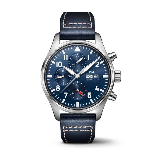 IWC Schaffhausen Pilot's Watch Chronograph 43 mm Blue  Dial Stainless Steel Blue Calfskin Strap IW378003