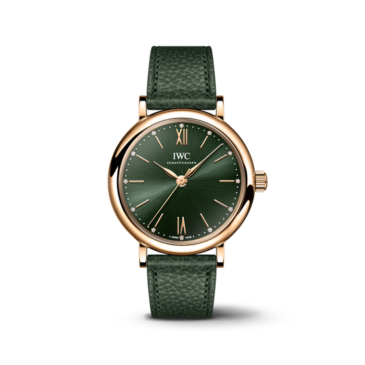 IWC Schaffhausen Portofino Automatic 34 mm Green  Dial 18 Kt 5N Gold Case Green Calfskin Strap IW357415