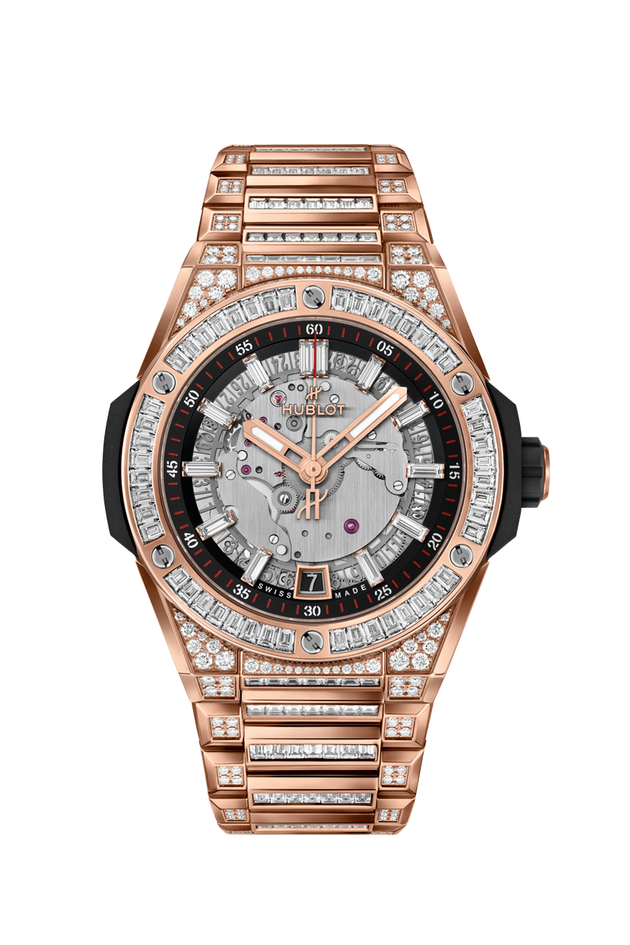 Hublot Big Bang Integrated Time Only King Gold Jewellery 40 mm Silver Dial with Diamonds Polished 18k King Gold Bracelet 456.OX.0180.OX.9804