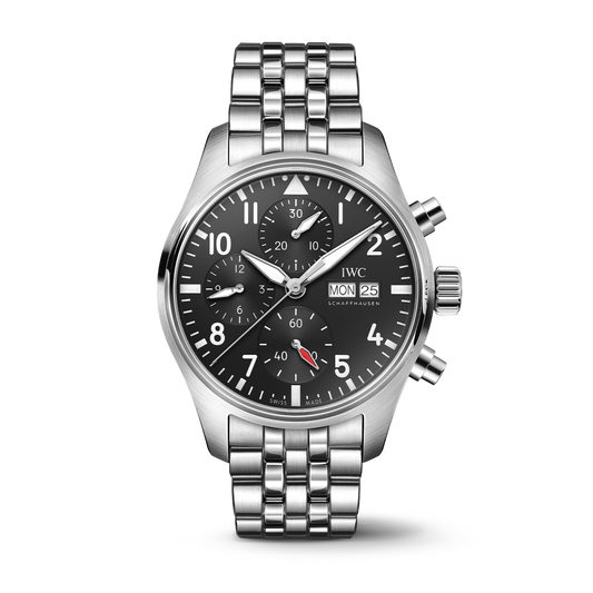 IWC Schaffhausen Pilot’s Watch Chronograph 41  mm Black Dial Stainless Steel Bracelet IW388113