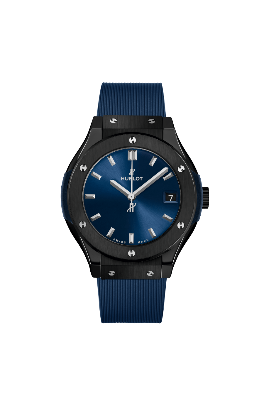 Hublot Classic Fusion Ceramic Blue 33 mm Blue Dial Polished Black Ceramic Rubber Strap 581.CM.7170.RX