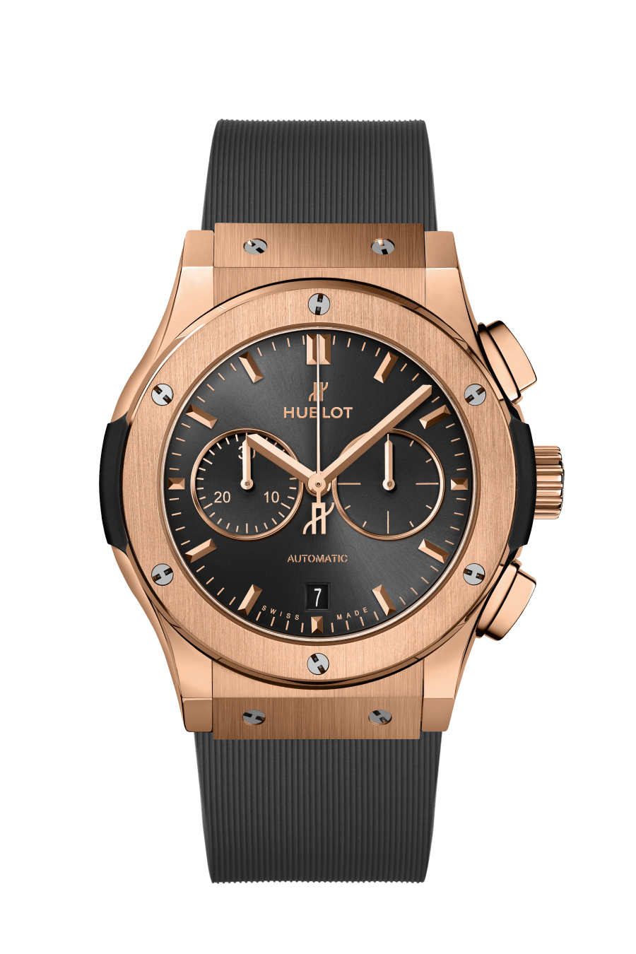 Hublot Classic Fusion Racing Grey Chronograph King Gold 42 mm Grey Dial Polished 18K King Gold Rubber Strap 541.OX.7080.RX