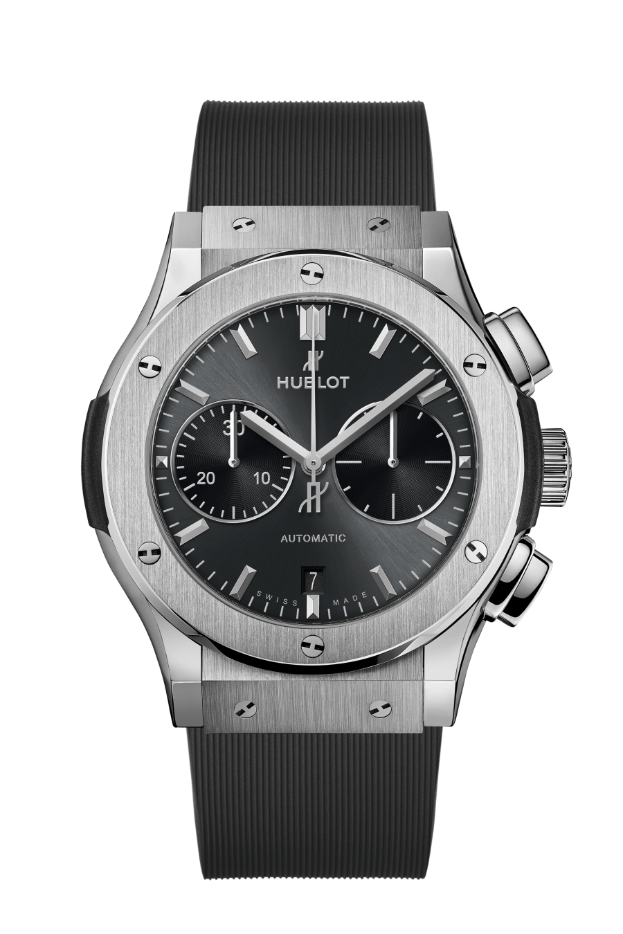 Hublot Classic Fusion Racing Grey Chronograph Titanium 45 mm Grey Dial Polished Titanium Rubber Strap 521.NX.7071.RX