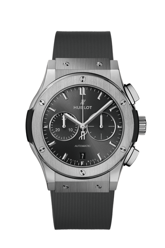 Hublot Classic Fusion Racing Grey Chronograph Titanium 42 mm Grey Dial Polished Titanium Rubber Strap 541.NX.7070.RX