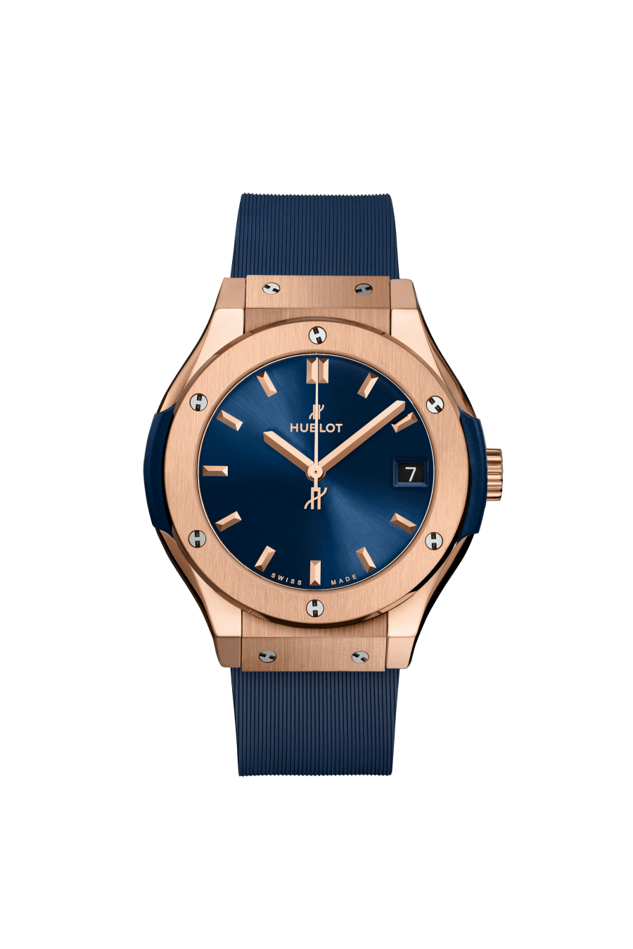 Hublot Classic Fusion King Gold Blue 33 mm Blue Dial Polished 18K King Gold Rubber Strap 581.OX.7180.RX