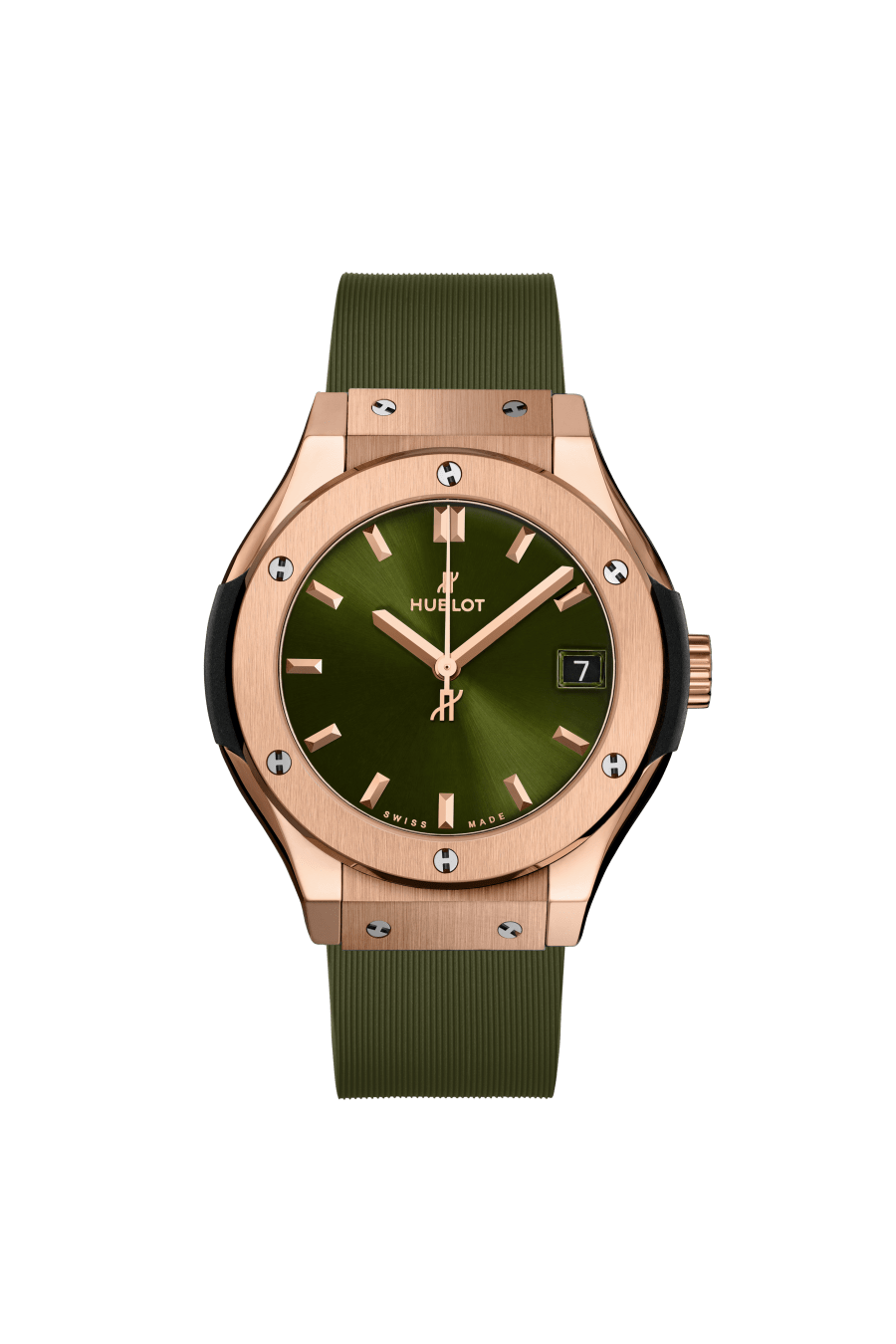 Hublot Classic Fusion King Gold Green 33 mm Green Dial Microblasted 18K King Gold Rubber Strap 581.OX.8980.RX