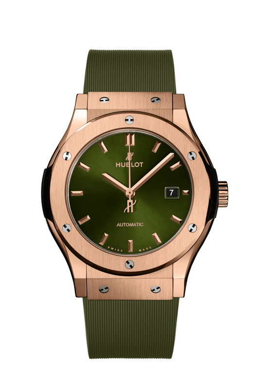 Hublot Classic Fusion King Gold Green 42 mm Green Dial Microblasted 18K King Gold Rubber Strap 542.OX.8980.RX