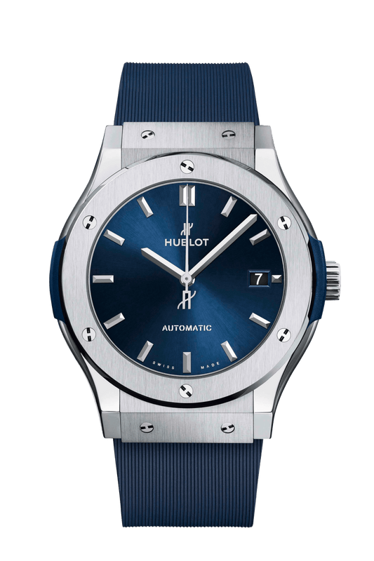 Hublot Classic Fusion Titanium Blue 45 mm Blue Dial Polished Titanium Rubber Strap 511.NX.7170.RX