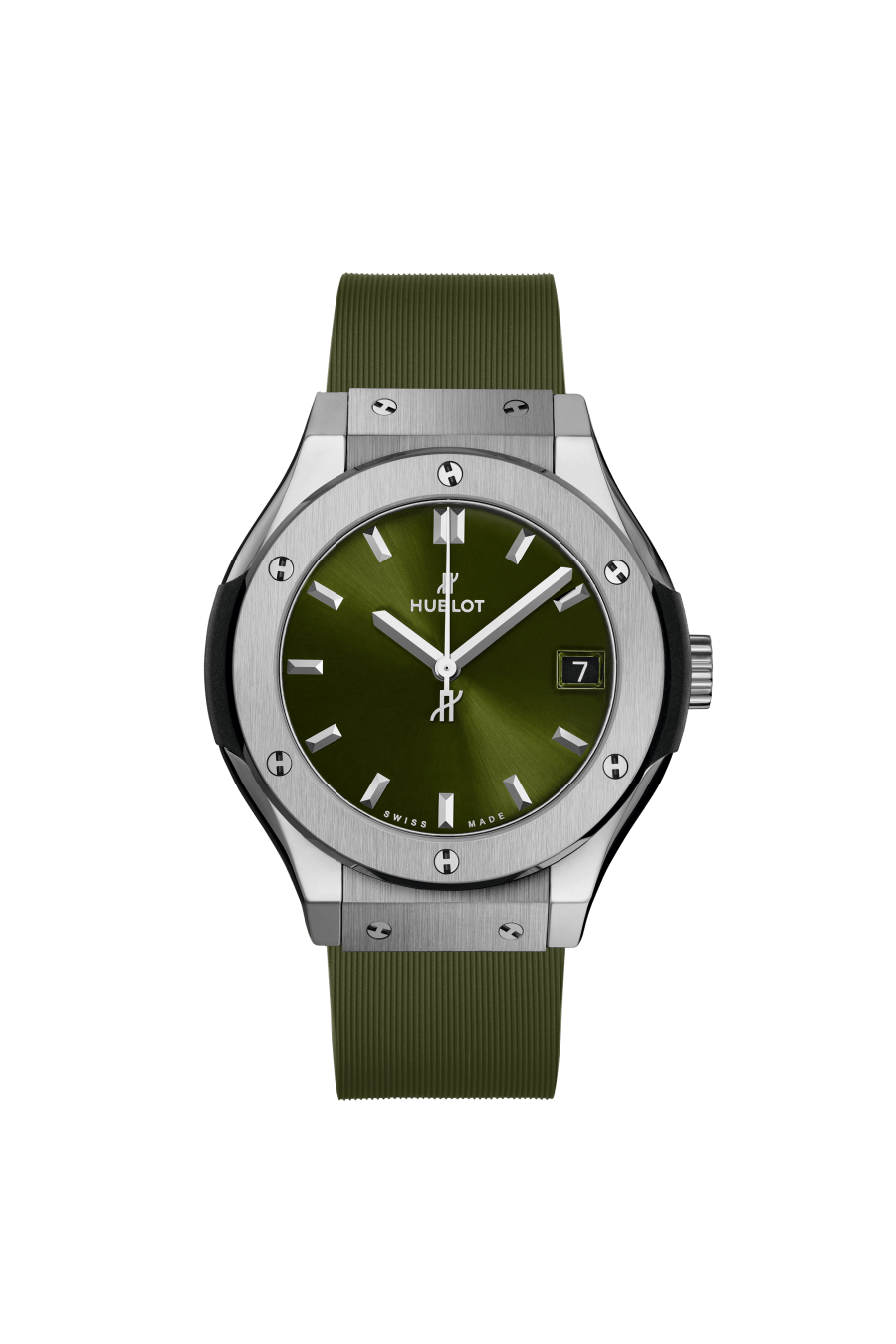 Hublot Classic Fusion Titanium Green 33 mm Green Dial Polished Titanium Rubber Strap 581.NX.8970.RX