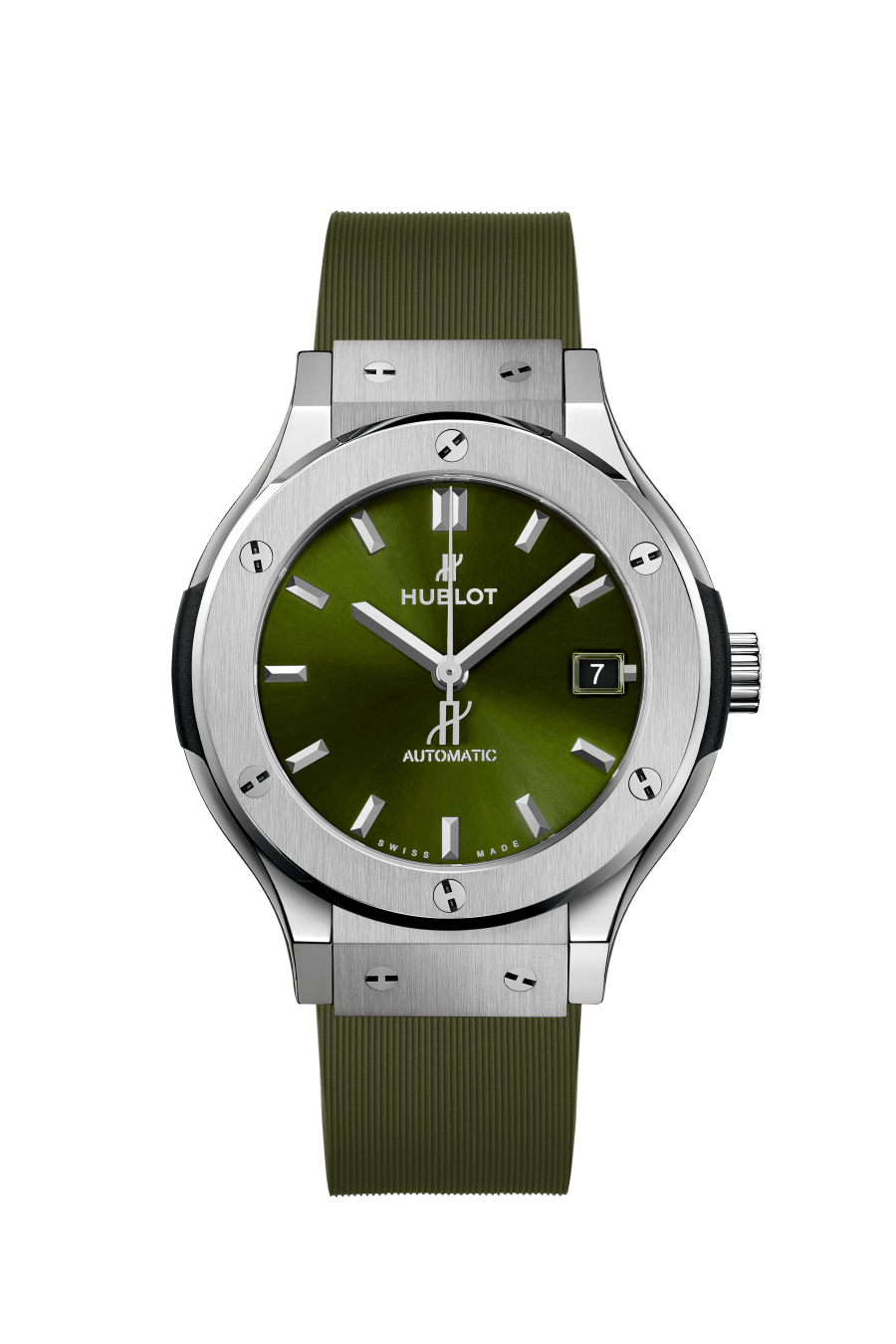 Hublot Classic Fusion Titanium Green 38 mm Green Dial Polished Titanium Rubber Strap 565.NX.8970.RX