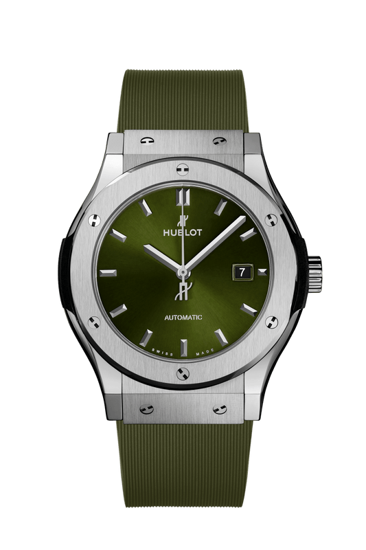 Hublot Classic Fusion Titanium Green 42 mm Green Dial Polished Titanium Rubber Strap 542.NX.8970.RX