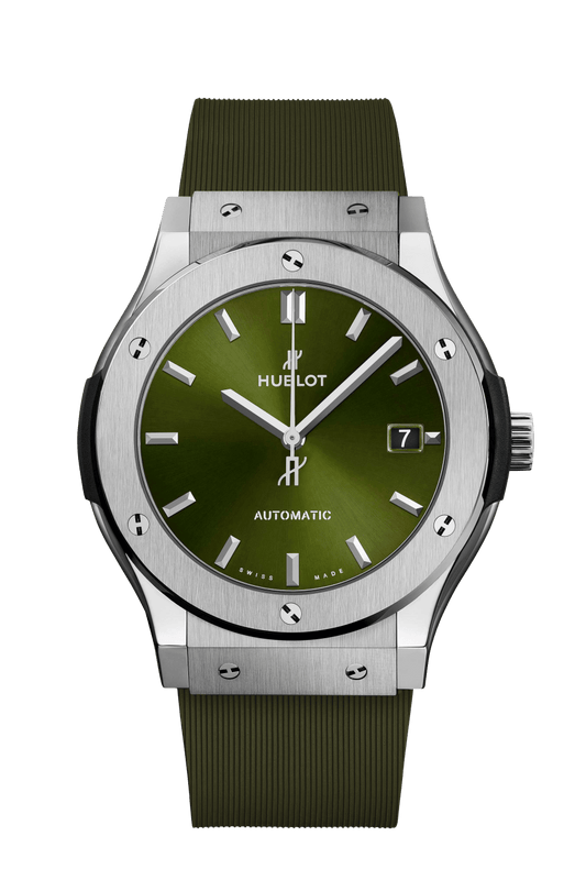 Hublot Classic Fusion Titanium Green 45 mm Green Dial Polished Titanium Rubber Strap 511.NX.8970.RX