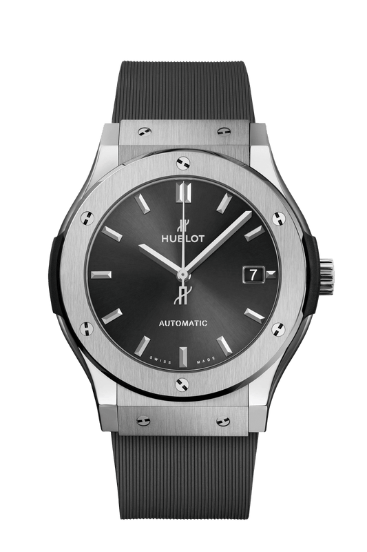 Hublot Classic Fusion Racing Grey Titanium 45 mm Grey Dial Polished Titanium Rubber Strap 511.NX.7071.RX