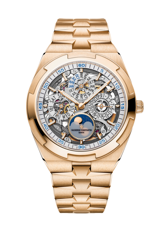 Vacheron Constantin Overseas perpetual calendar ultra-thin skeleton 41.5 mm Transparent Dial 18K Pink Gold Bracelet 4300V/220R-B547