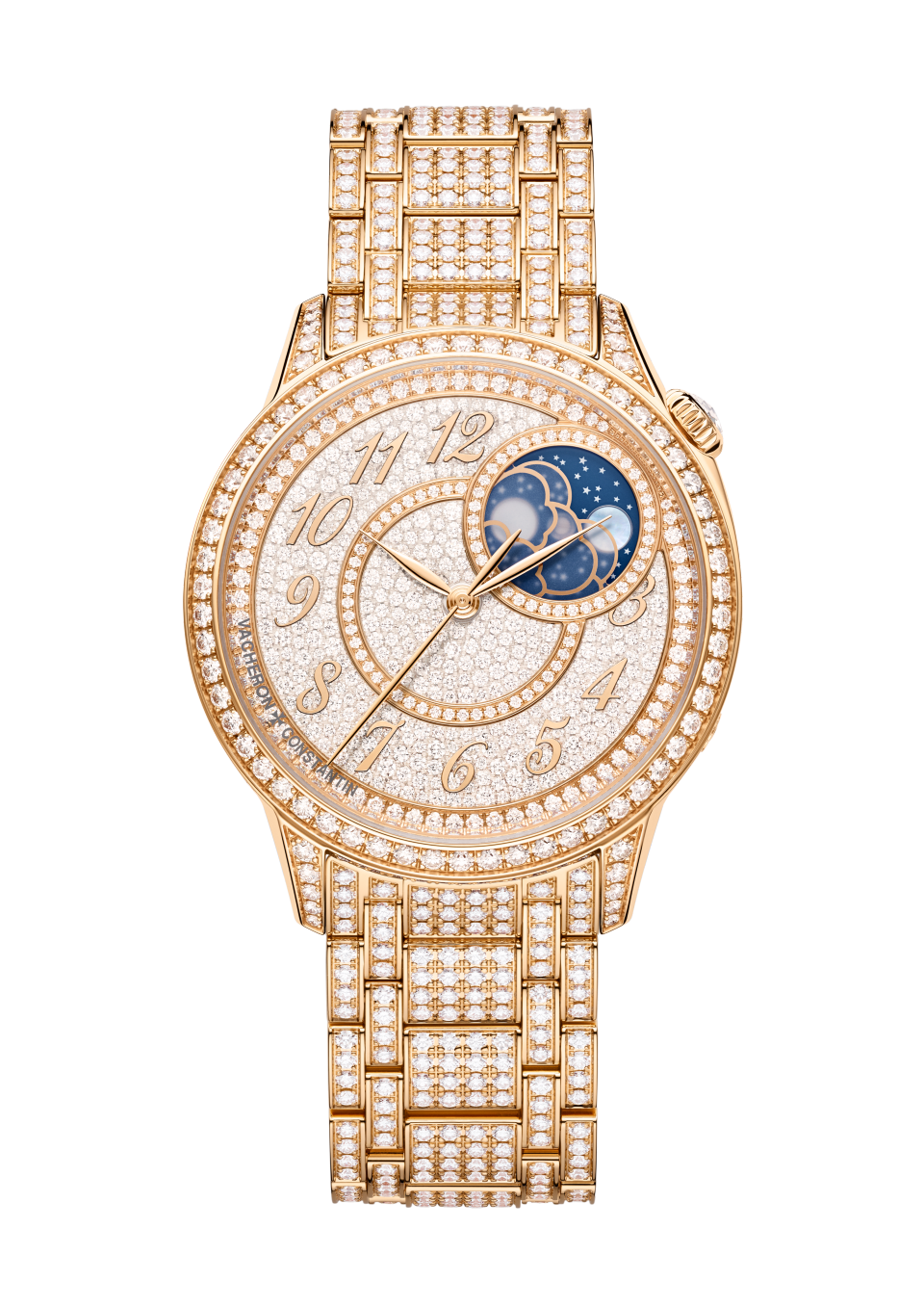 Vacheron Constantin Égérie moon phase jewellery 37 mm Diamond Paved Dial 18K Pink Gold Bracelet 8016F/127R-B977