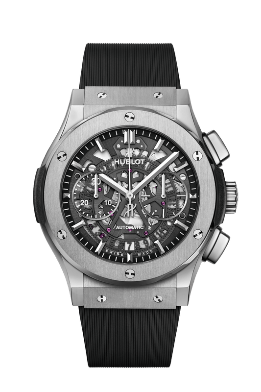 Hublot Classic Fusion Aerofusion Titanium 45 mm Transparent Dial Polished Titanium Rubber Strap 525.NX.0170.RX