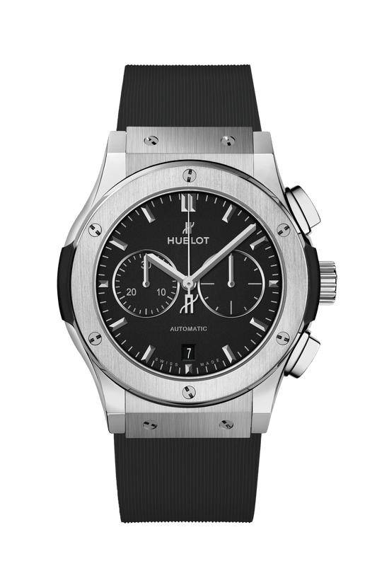 Hublot Classic Fusion Chronograph Titanium 42 mm Black Dial Polished Titanium Rubber Strap 541.NX.1171.RX