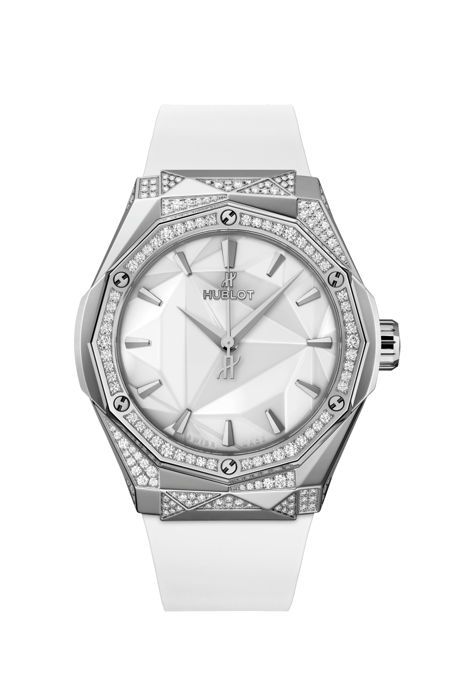 Hublot Classic Fusion Orlinski Titanium White Alternative Pavé 40 mm White Dial with Diamonds Polished Titanium Rubber Strap 550.NS.2200.RW.1804.ORL20