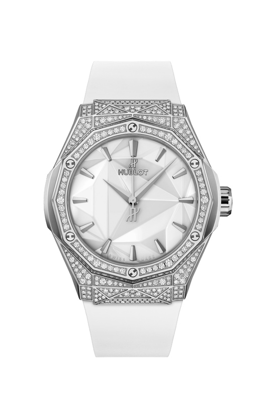 Hublot Classic Fusion Orlinski Titanium White Pavé 40 mm White Dial with Diamonds Polished Titanium Rubber Strap 550.NS.2200.RW.1604.ORL20