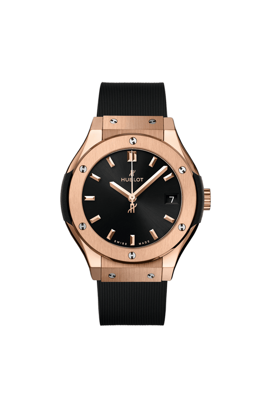 Hublot Classic Fusion King Gold 33 mm Black Dial Polished 18K King Gold Rubber Strap 581.OX.1480.RX