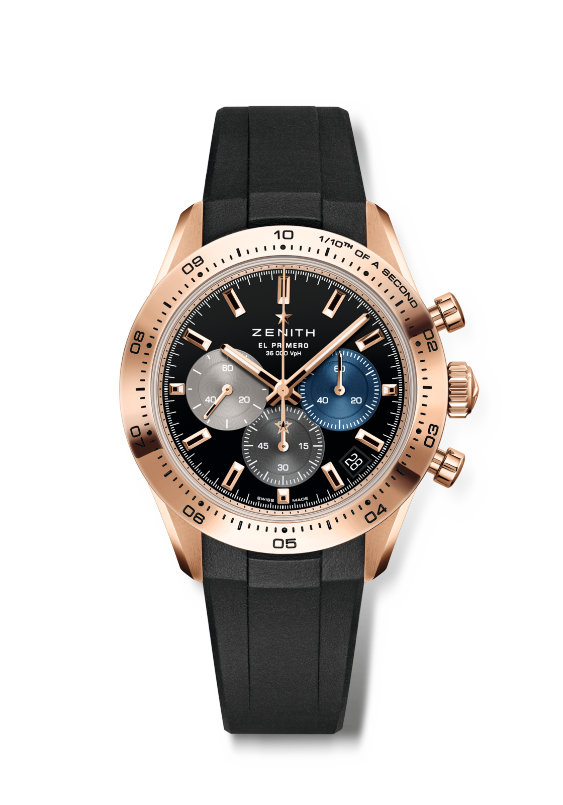 Zenith CHRONOMASTER SPORT 41 mm Black Dial 18k Rose Gold Rubber Strap 18.3101.3600/21.R951