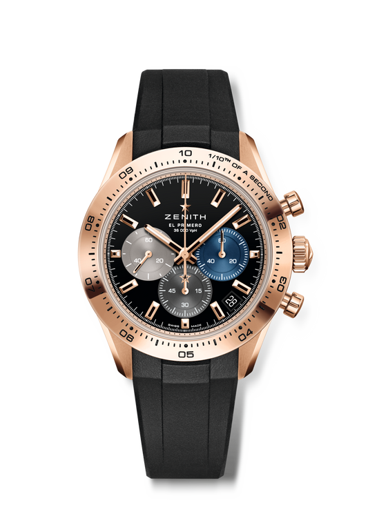 Zenith CHRONOMASTER SPORT 41 mm Black Dial 18k Rose Gold Rubber Strap 18.3101.3600/21.R951