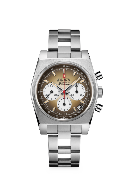 Zenith CHRONOMASTER REVIVAL EL PRIMERO A385 37 mm Brown Dial Stainless Steel Bracelet 03.A384.400/385.M385