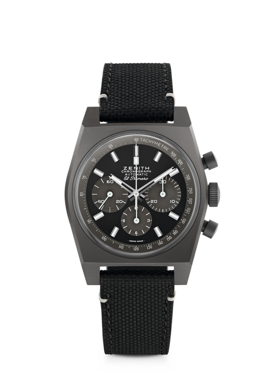 Zenith CHRONOMASTER REVIVAL SHADOW 37 mm Black Dial Titanium Fabric Strap 97.T384.4061/21.C822