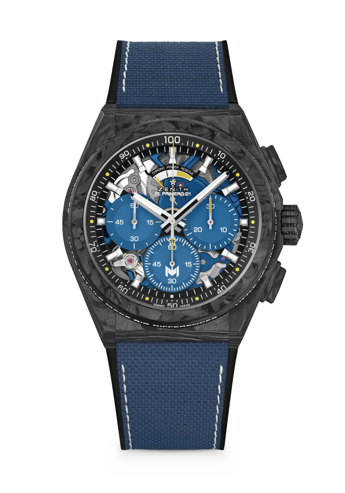 Zenith DEFY 21 PATRICK MOURATOGLOU 44 mm Black & Blue Dial Black Carbon Rubber Strap 10.9000.9004/M99.R939