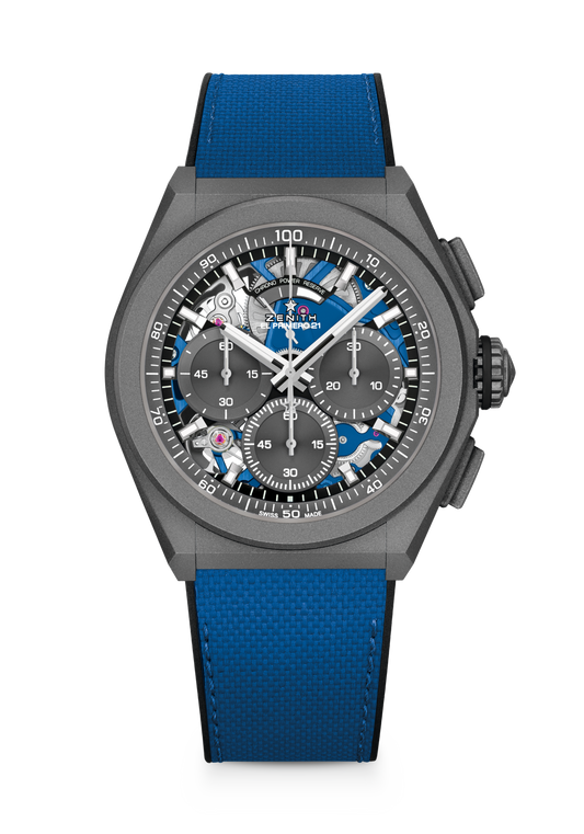 Zenith DEFY 21 ULTRABLUE 44 mm Blue Dial Microblasted Titanium Rubber Strap 97.9001.9004/81.R946