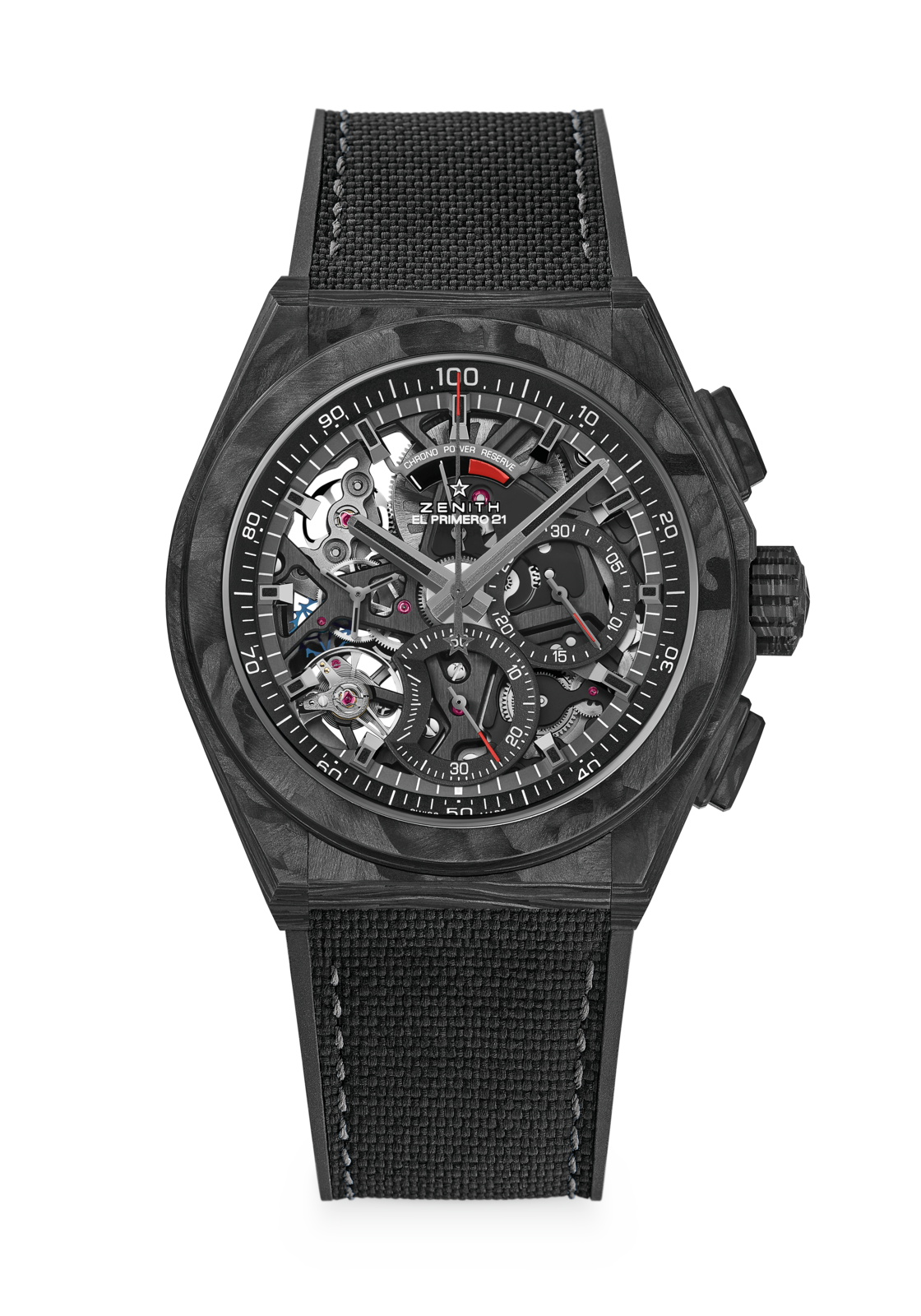 Zenith DEFY 21 44 mm Black Dial Black Carbon Rubber Strap 10.9000.9004/96.R921