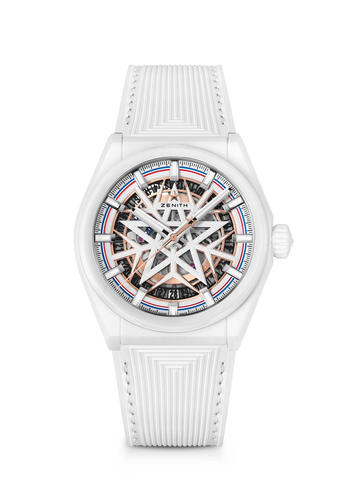 Zenith DEFY Classic Skeleton Fusalp 41 mm Silver Dial White Ceramic Rubber Strap 49.9002.670-1/02.R796