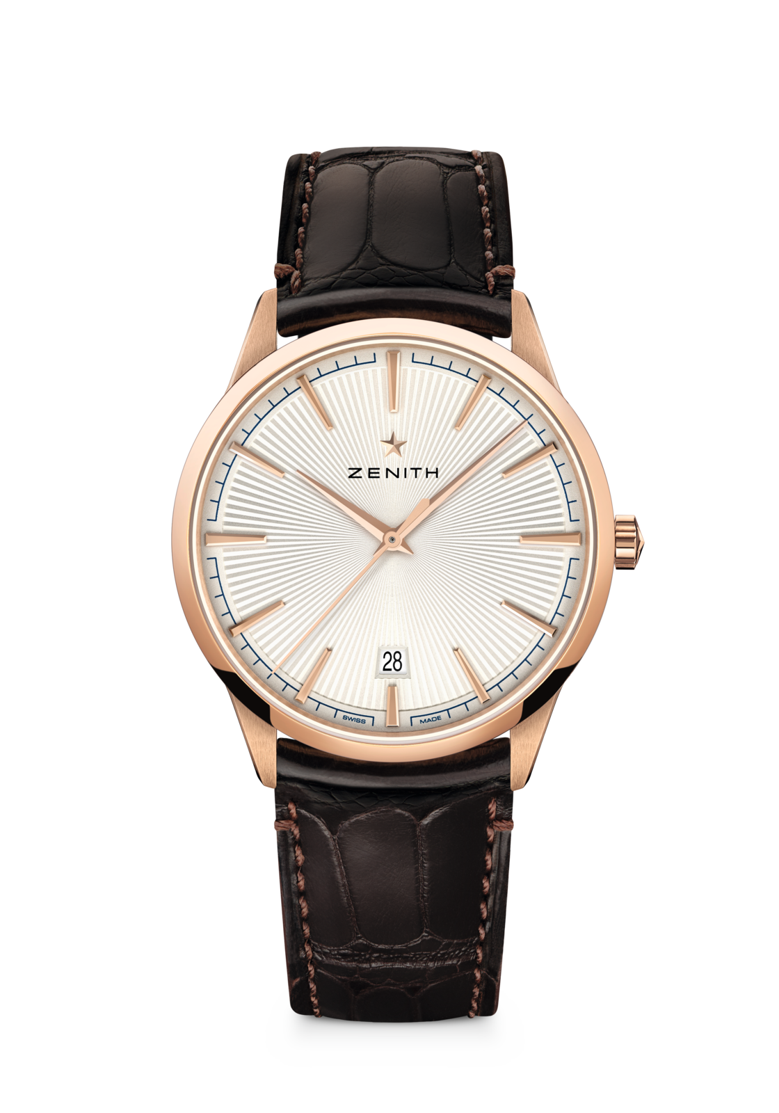 Zenith ELITE CLASSIC 40.5 mm Silver Dial 18k Rose Gold Alligator Leather Strap 18.3100.670/01.C920