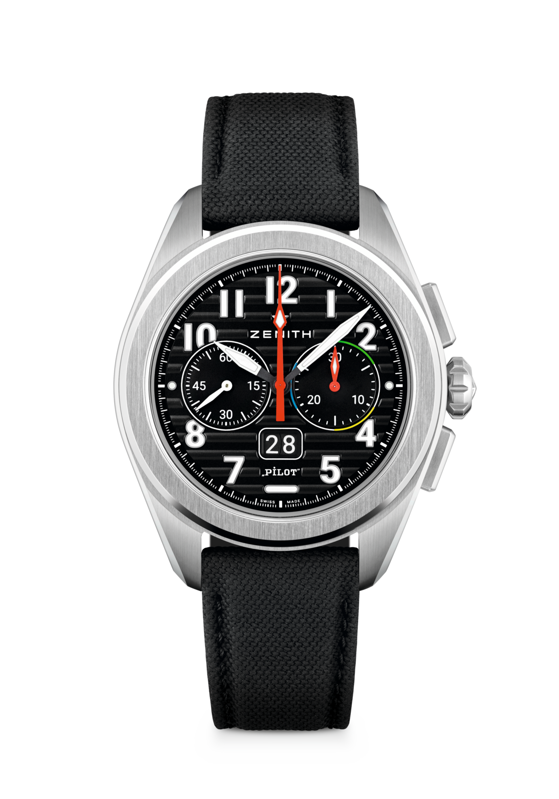 Zenith PILOT Big Date Flyback 42.5 mm Black Dial Stainless Steel Rubber Strap 03.4000.3652/21.I001