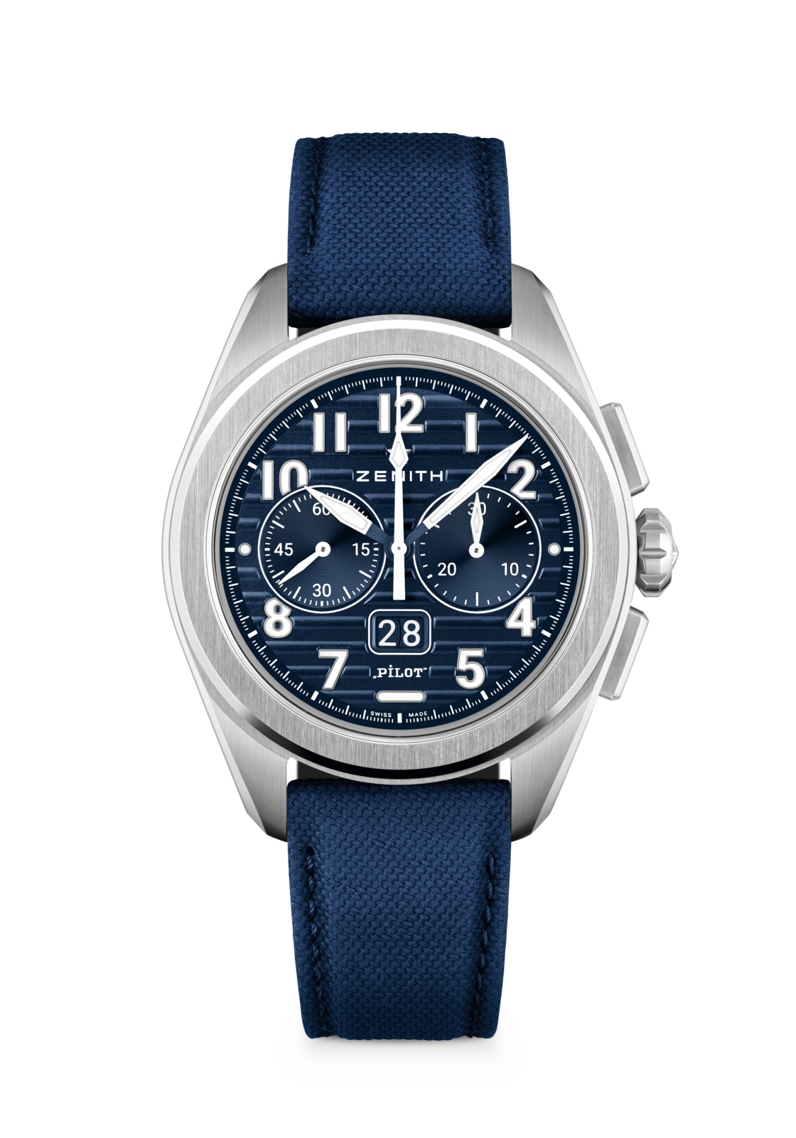 Zenith PILOT CHRONOGRAPHE FLYBACK BIG 42.5 mm Blue Dial Stainless Steel Rubber Strap 03.4000.3652/51.I003