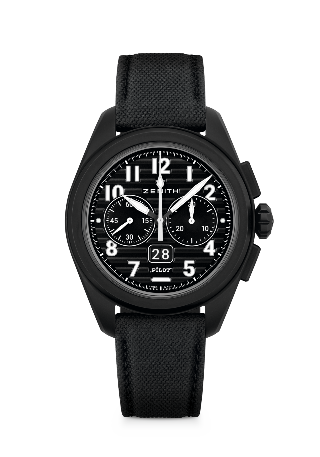 Zenith PILOT Big Date Flyback 42.5 mm Black Dial Black Microblasted Ceramic Rubber Strap 49.4000.3652/21.I001