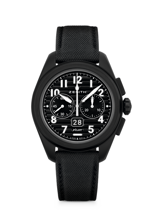 Zenith PILOT Big Date Flyback 42.5 mm Black Dial Black Microblasted Ceramic Rubber Strap 49.4000.3652/21.I001