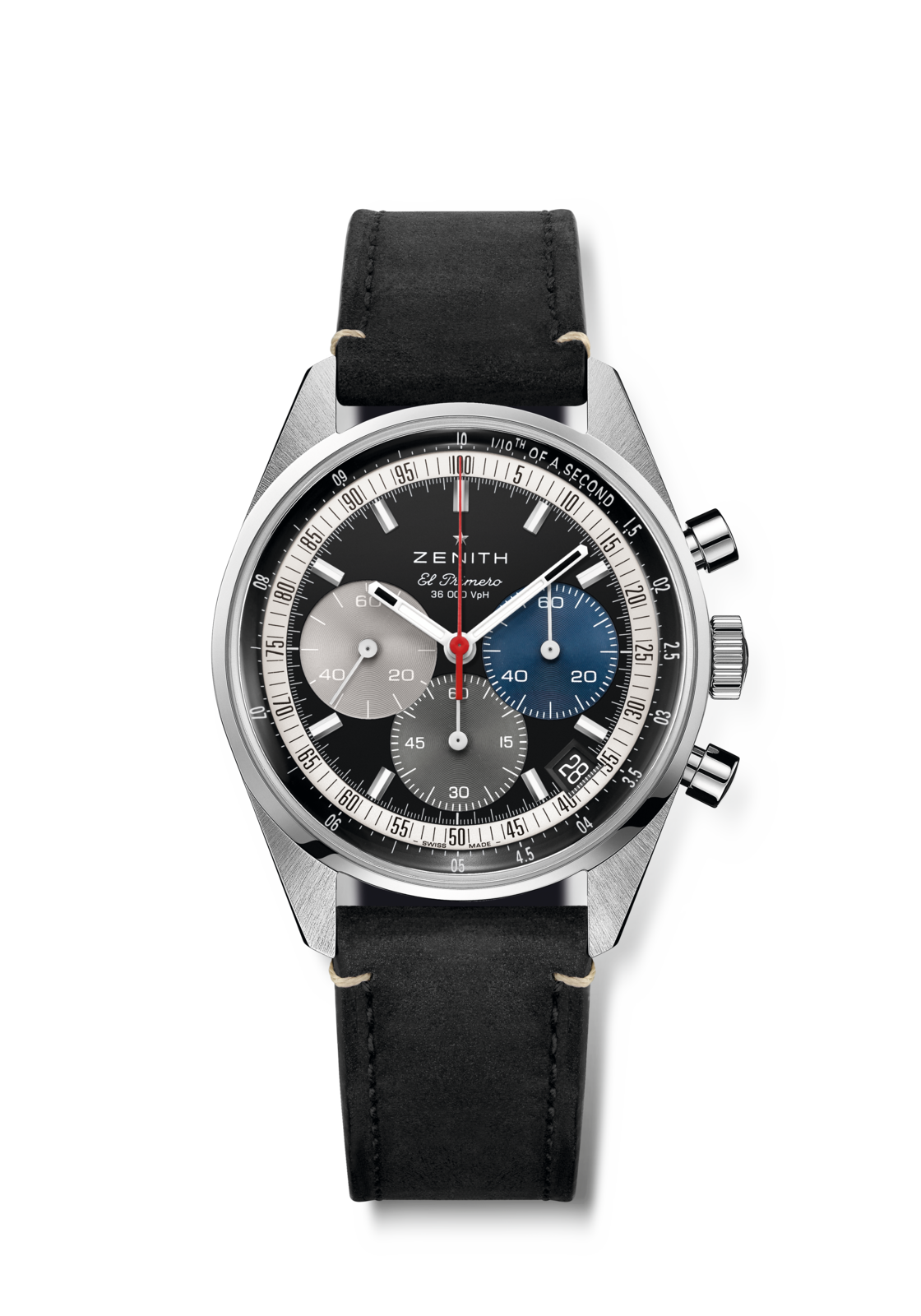 Zenith CHRONOMASTER ORIGINAL 38 mm Black Dial Stainless Steel Calfskin Leather Strap 03.3200.3600/22.C908