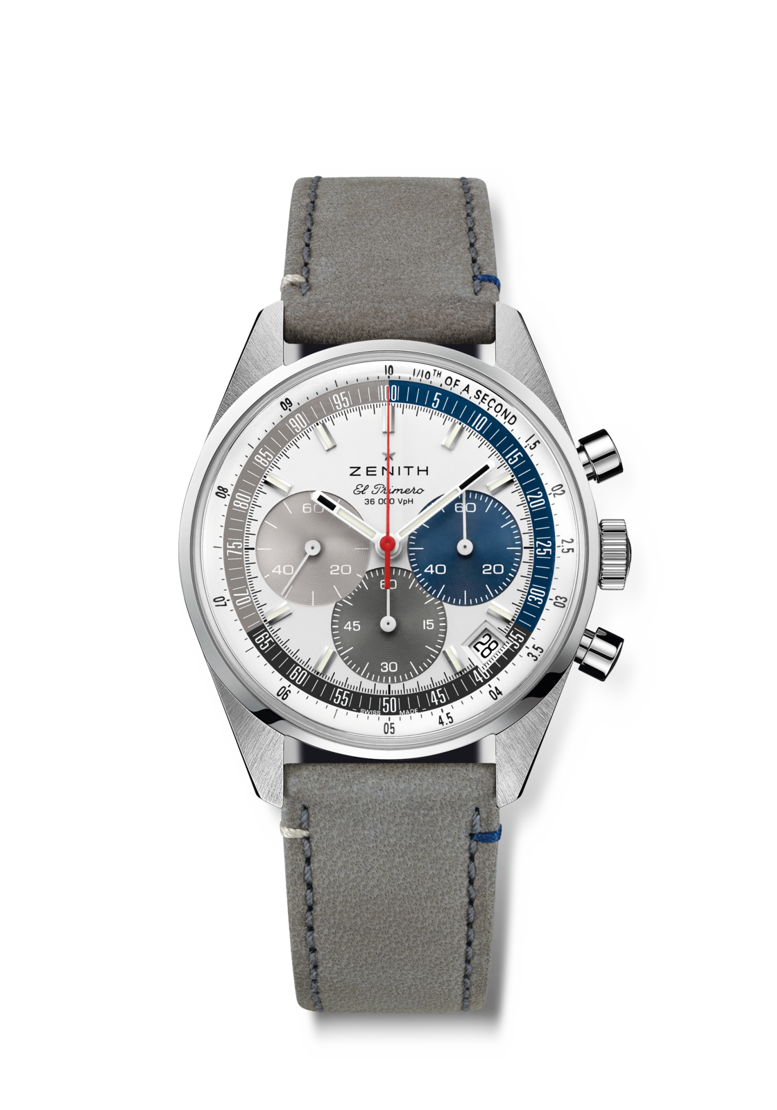 Zenith CHRONOMASTER ORIGINAL 38 mm Silver Dial Stainless Steel Calfskin Leather Strap 03.3200.3600/34.C869