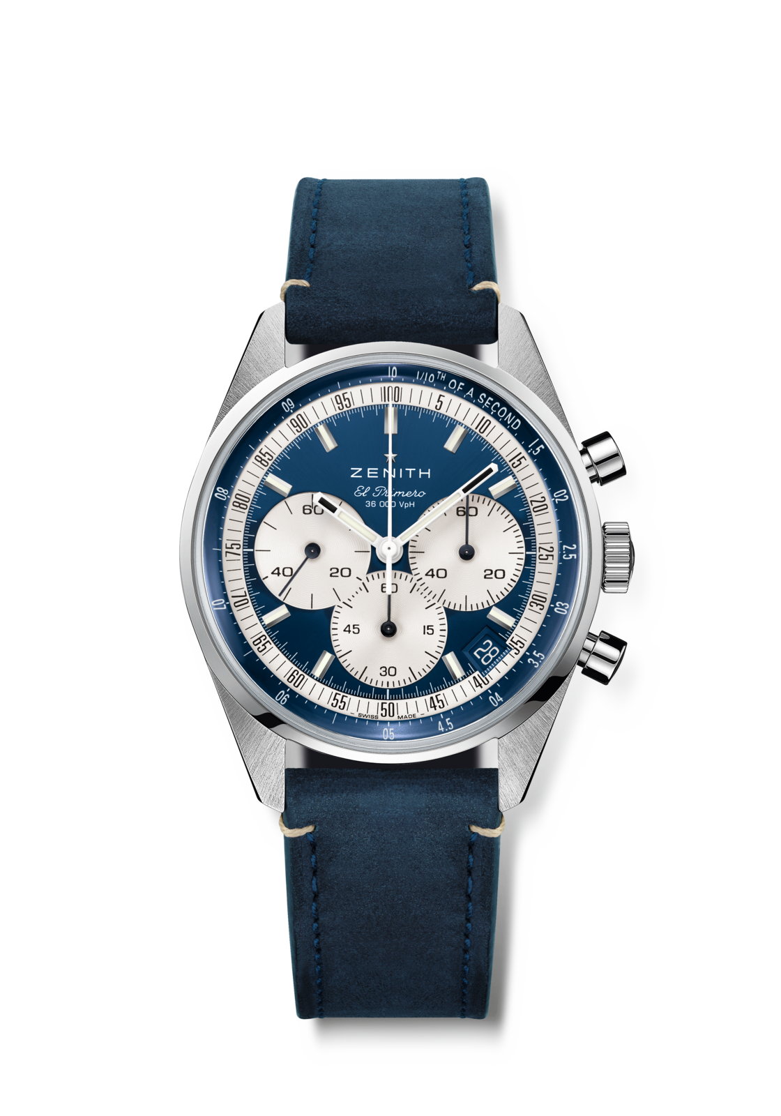 Zenith CHRONOMASTER EP ORIGINAL 38 mm Blue Dial Stainless Steel Calfskin Leather Strap 03.3200.3600/51.C902