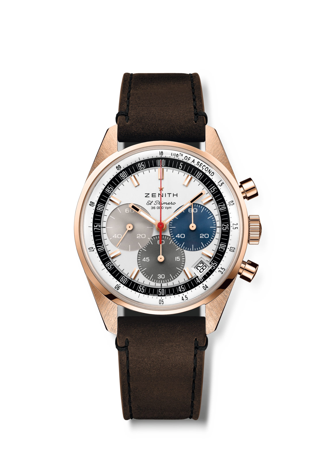 Zenith CHRONOMASTER EP ORIGINAL 38 mm White Dial 18k Rose Gold Calfskin Leather Strap 18.3200.3600/69.C901