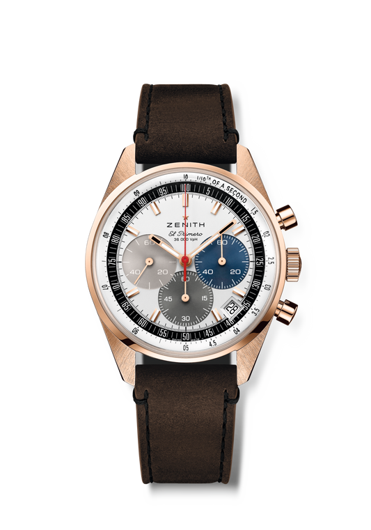 Zenith CHRONOMASTER EP ORIGINAL 38 mm White Dial 18k Rose Gold Calfskin Leather Strap 18.3200.3600/69.C901