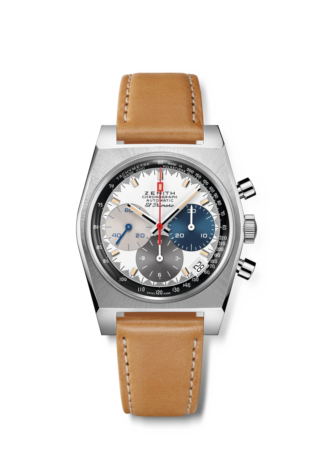 Zenith CHRONOMASTER REVIVAL 37 mm White Dial Stainless Steel Calfskin Leather Strap 03.A384.400/3817.C855