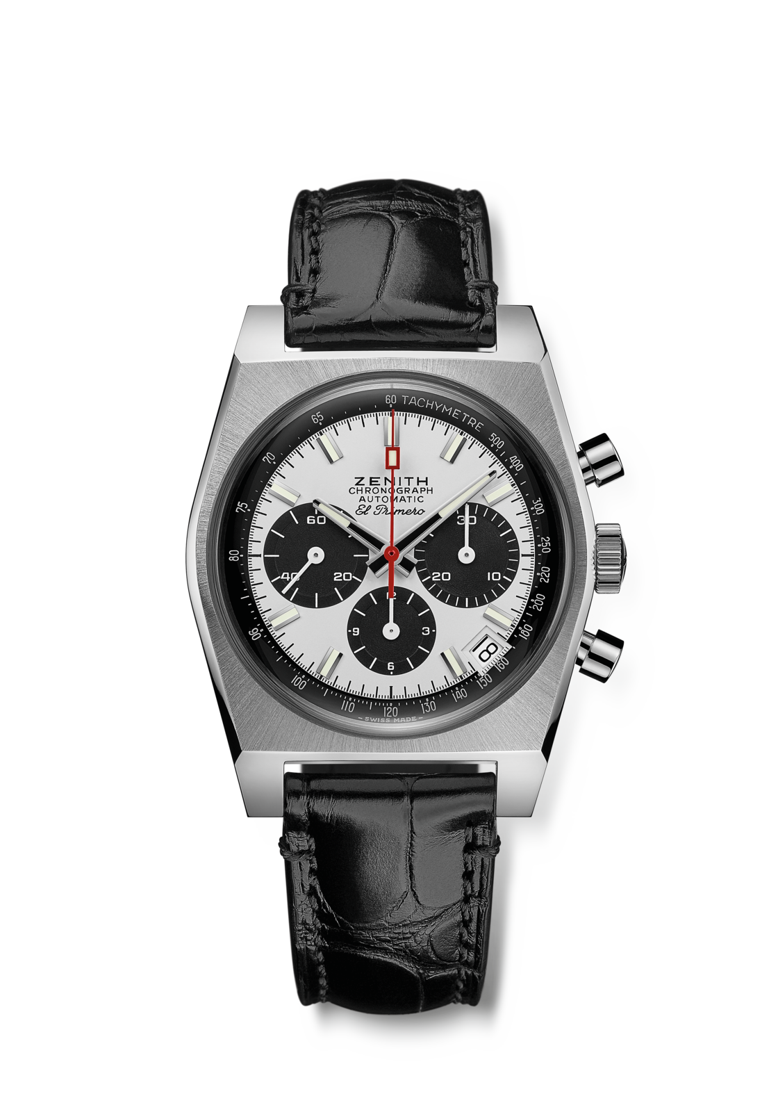 Zenith CHRONOMASTER REVIVAL EL PRIMERO A384 37 mm White Dial Stainless Steel Alligator Leather Strap 03.A384.400/21.C815