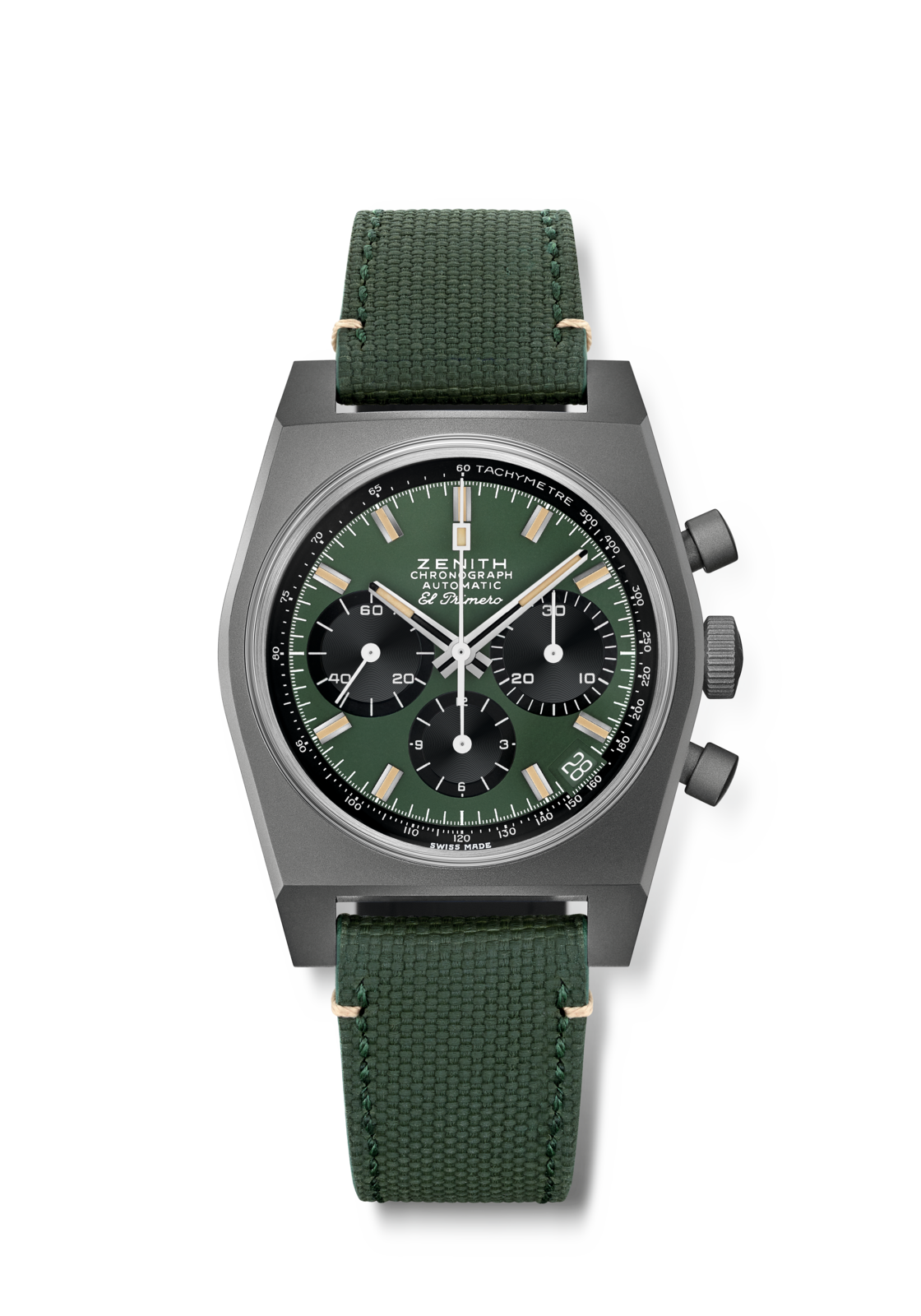 Zenith CHRONOMASTER REVIVAL SAFARI 37 mm Green Dial Titanium Fabric Strap 97.T384.400/57.C856