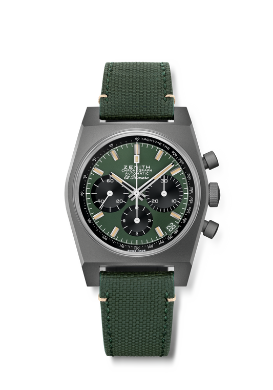 Zenith CHRONOMASTER REVIVAL SAFARI 37 mm Green Dial Titanium Fabric Strap 97.T384.400/57.C856