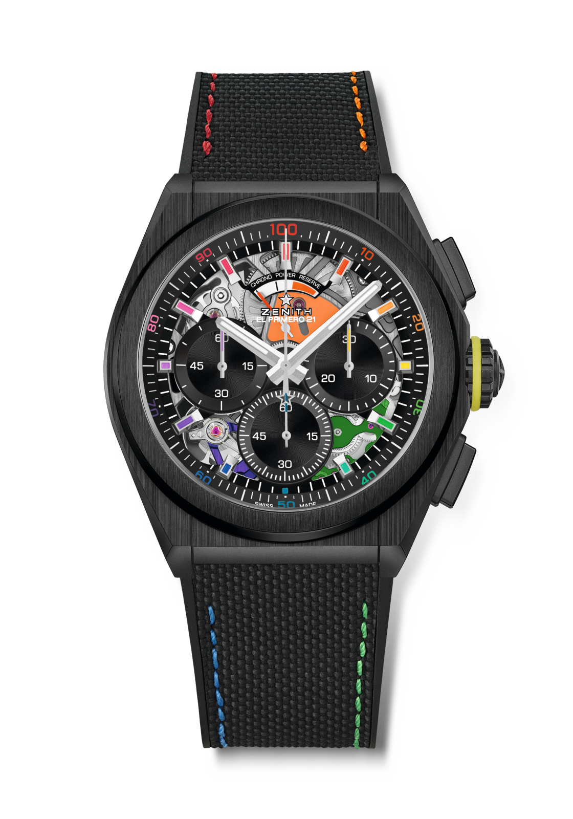 Zenith DEFY 21 Chroma II 44 mm Black Dial Black Ceramic Rubber Strap 49.9013.9004/21.R952