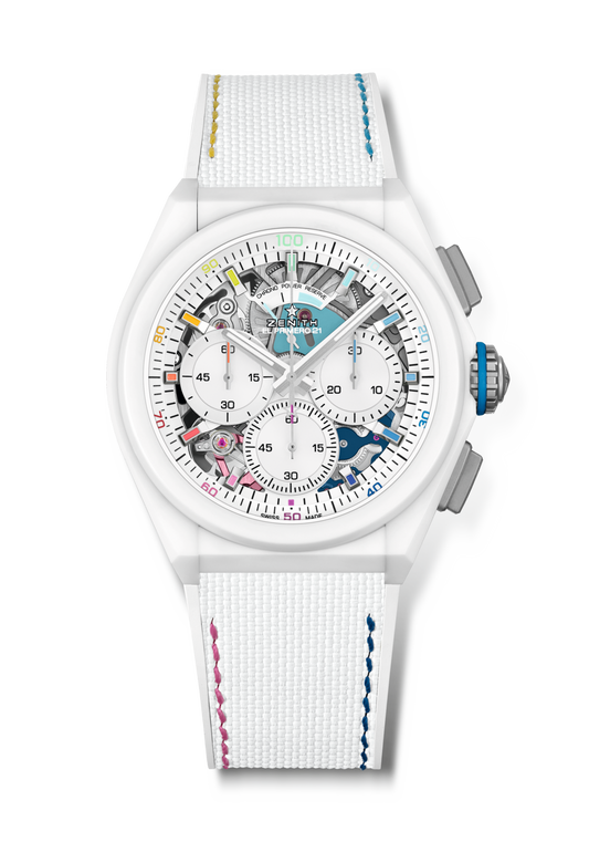 Zenith DEFY 21 Chroma II 44 mm White Dial Matte White Ceramic Rubber Strap 49.9014.9004/01.R953